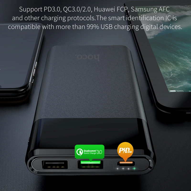 Внешний аккумулятор HOCO Mini на 10000 мА · ч 18 Вт USB Type C|Внешние аккумуляторы| |