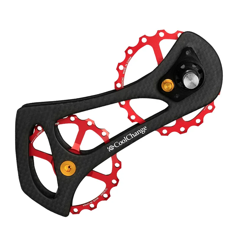 

CoolChange 17T Ceramic Bearings Carbon Fiber Rear Derailleur Aluminium Alloy Guide Wheel Large Guide Wheel Rear Derailleur Carbo