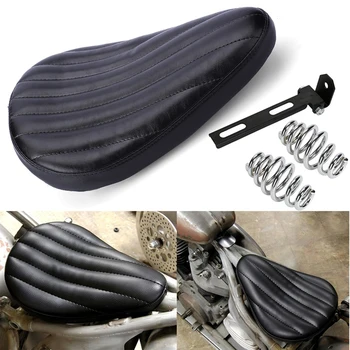 

Black Leather Motorcycle Spring Solo Bracket Seat For Harley Chopper Bobber Us