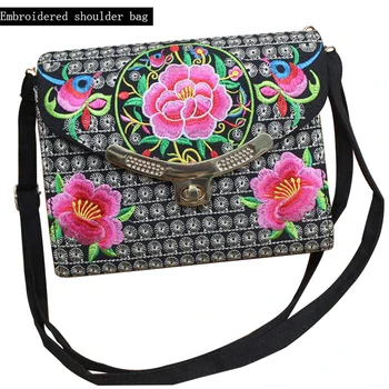 

Embroidered small bag retro wild bag embroidery simple stereotypes middle-aged and elderly one-shoulder ladies messenger bag