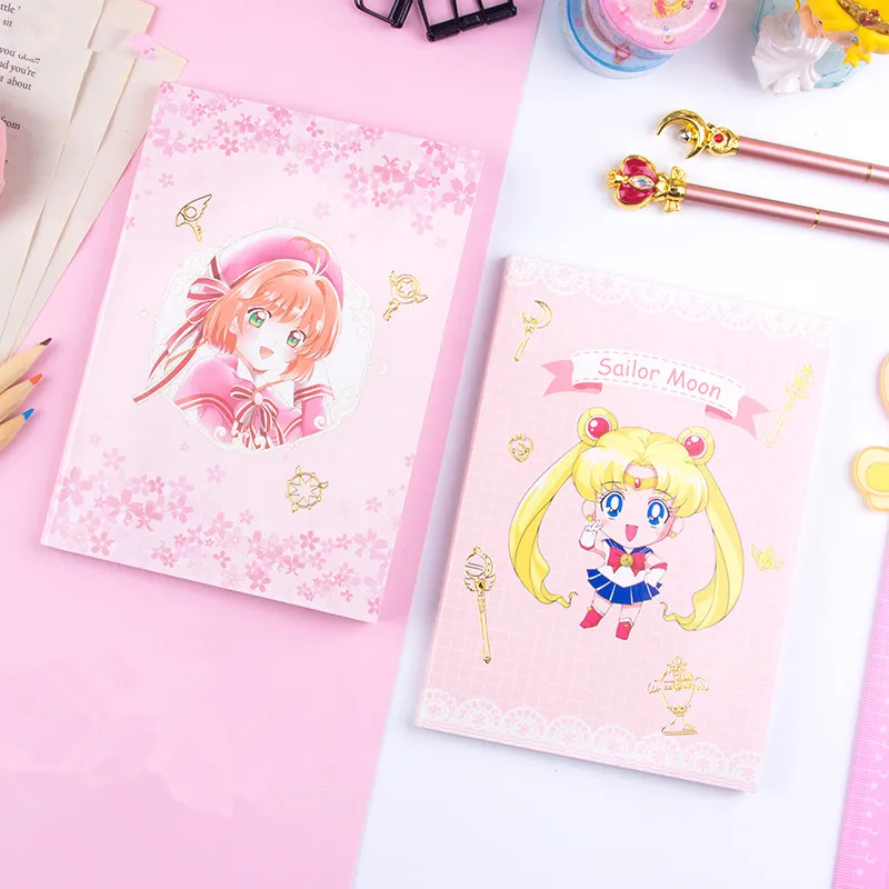 

Sailor Moon Cosplay Notebook Card Captor Sakura Journal Book Printed Paper Cartoon Creative Study Notebooks Stationery Gift