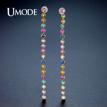 

UMODE Colorful Australia Rhinestone Long Crystal Drop Earrings for Women Fashion Jewelry Pendientes Mujer Christmas Gifts UE0330