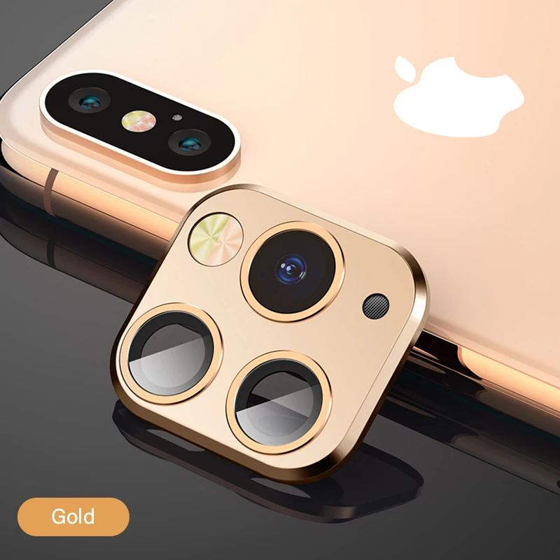 Роскошная наклейка, объектив камеры, сменная секундная стрелка для iPhone 11 Pro Max, Защитное стекло для iPhone XR X XS MAX, наклейка, поддельная камера - Цвет: Золотой