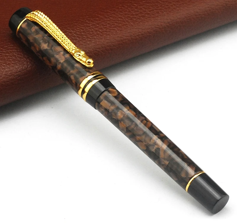 Clipe para Escritório Crocodilo Celulóide Caneta Fonte Café Médio Nib 0.7mm Escrita Tinta & Escola Casa Cor 1 nib 0.7mm escrita caneta tinta, crocodilo clipe
