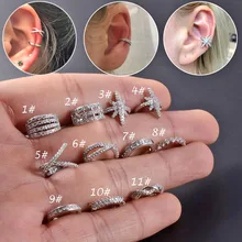 1 adet Cz kulak manşet kulak Helix kıkırdak kabuklu sahte Piercing takı ayarlanabilir Cz kulak klipsi olmayan deldi küpe kabuklu manşet küpe