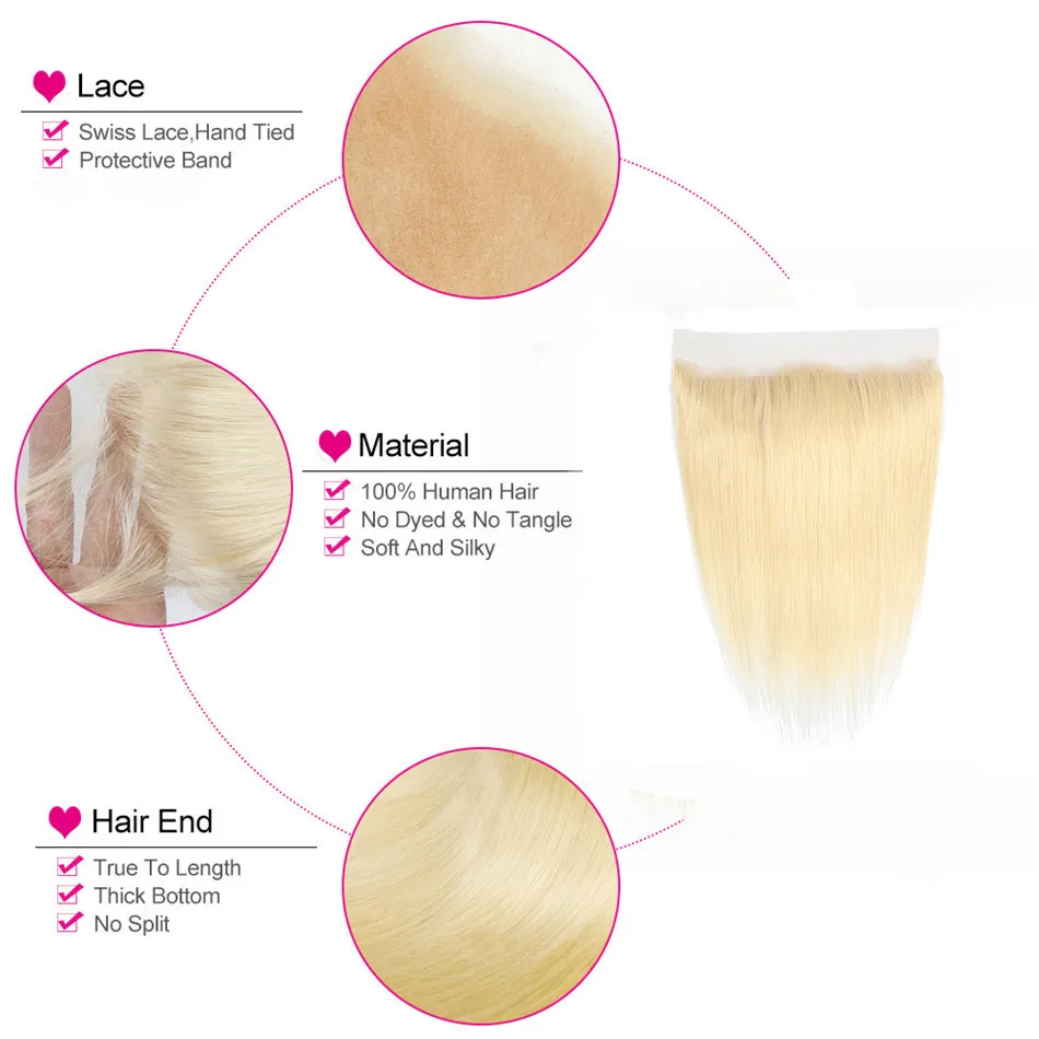 Acehair пряди с закрытием 613 медовый блонд монгольские прямые 10-30 дюймов Remy человеческие волосы плетение Кружева Фронтальная Закрытие с 3 бу