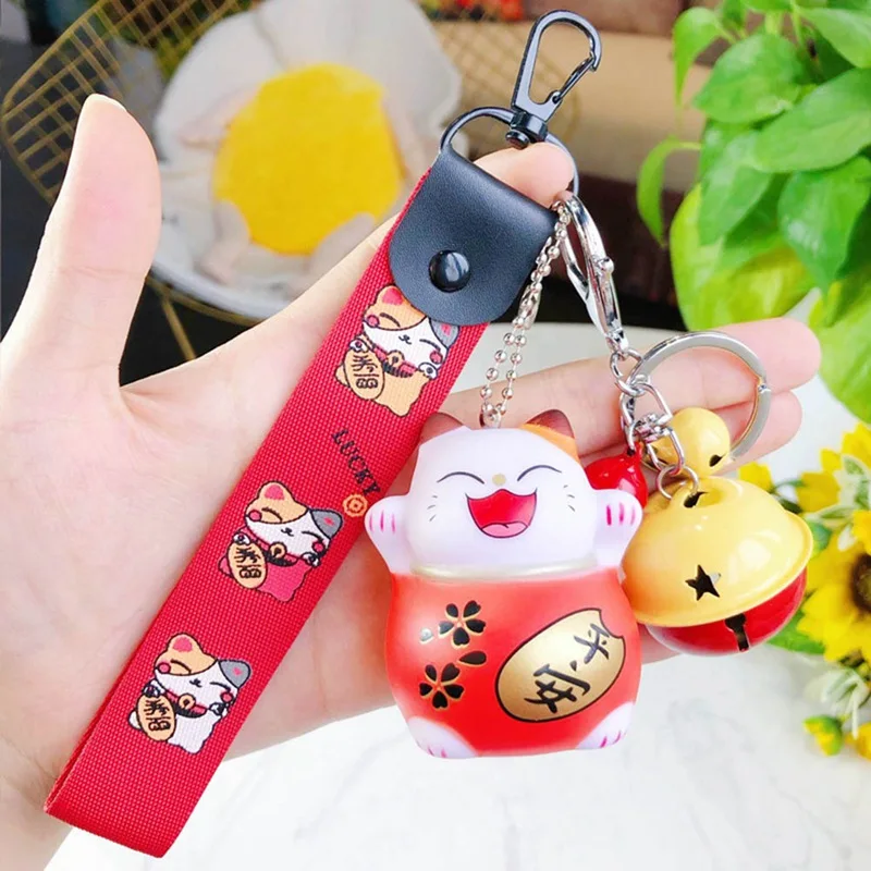 Брелок с изображением из мультфильма Lucky Cat для женщин, брелок для автомобиля, украшение подвеска на сумку, брелок, подарочные аксессуары