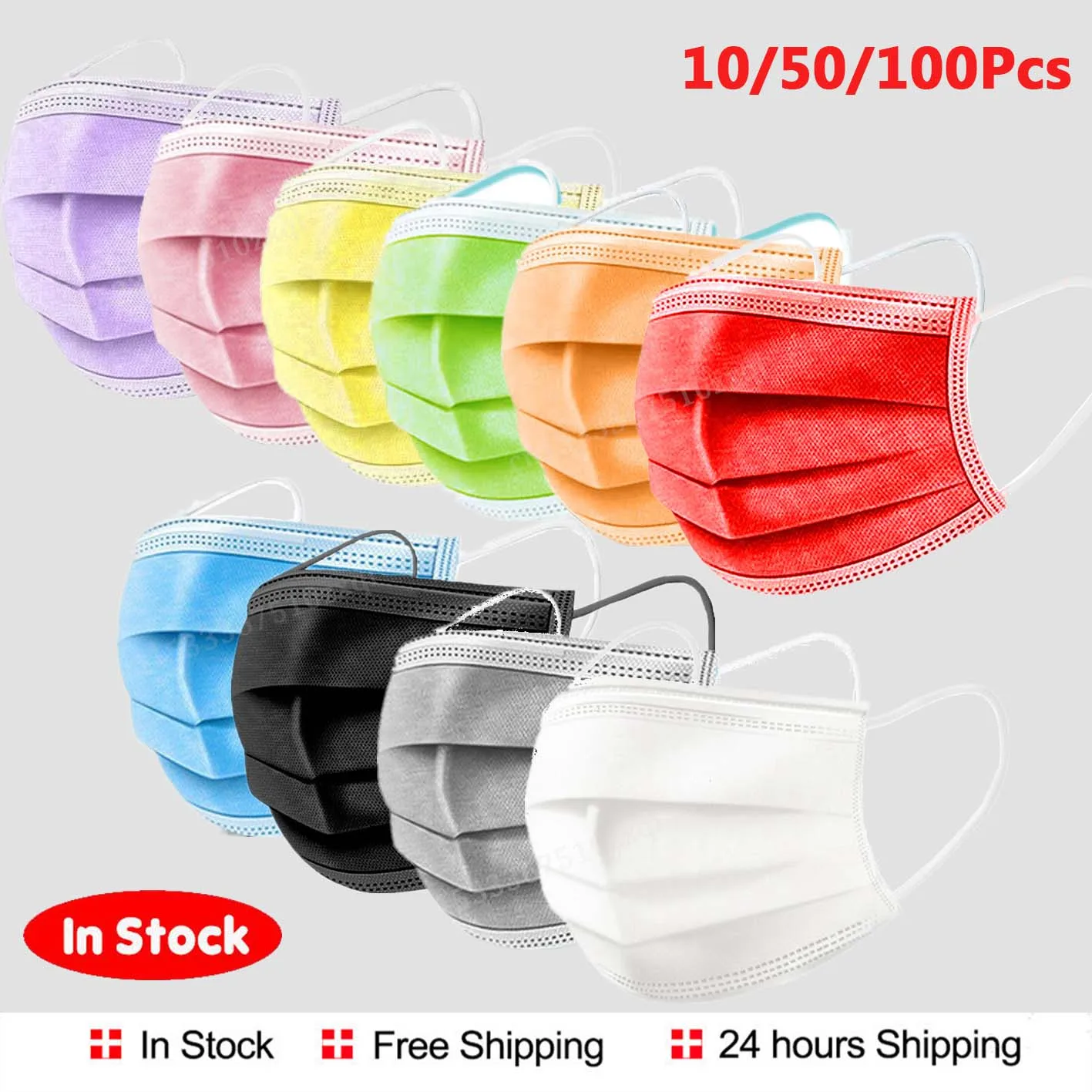 Colored Mouth Mask 3Ply Filter NonWoven Disposable Face 10-200PCS Breathable Protective Adult Chirurgical Black Quirurgicas |