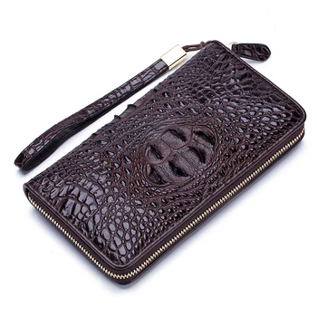 

2PCS / LOT Alligator Luxury Genuine Leather Male Business Zipper Wallet Card Holder Purse