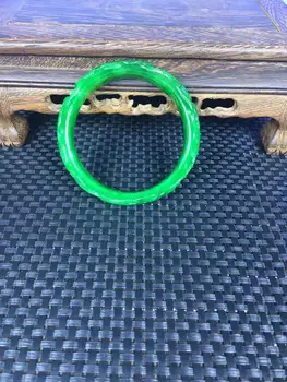 

100%real Natural handmad 7A yu Hand carved pattern flower bangle yu bangle green bangles women bracelet