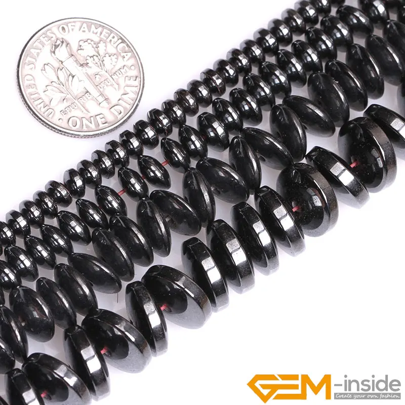Natural Gemstone Black Magnetic Hematite Rondelle Spacer Jewelry Making Beads YB 