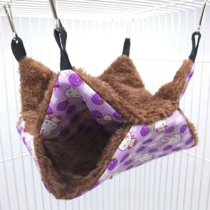 Hamaca de doble capa para mascotas, forro polar de felpa suave, cálido nido colgante, cama para dormir, pequeños, Hamster, ardilla, cerdo