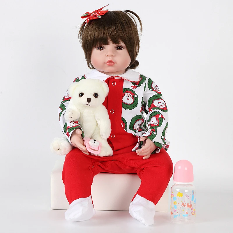 Кукла Reborn Bebe 55 см мягкая силиконовая кукла Boneca для мальчиков и девочек сюрприз