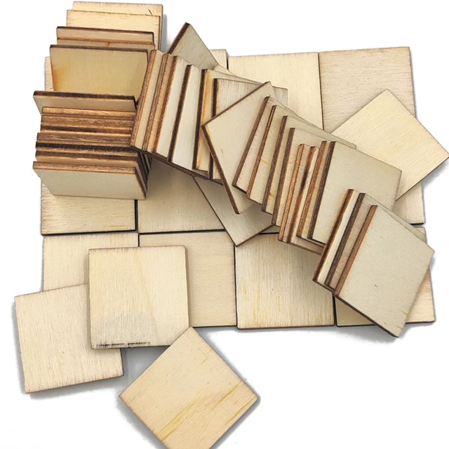 20pcs 40mm Square Unfinished Blank Wood Pieces for Painting Writing and DIY  Arts Crafts Project - AliExpress