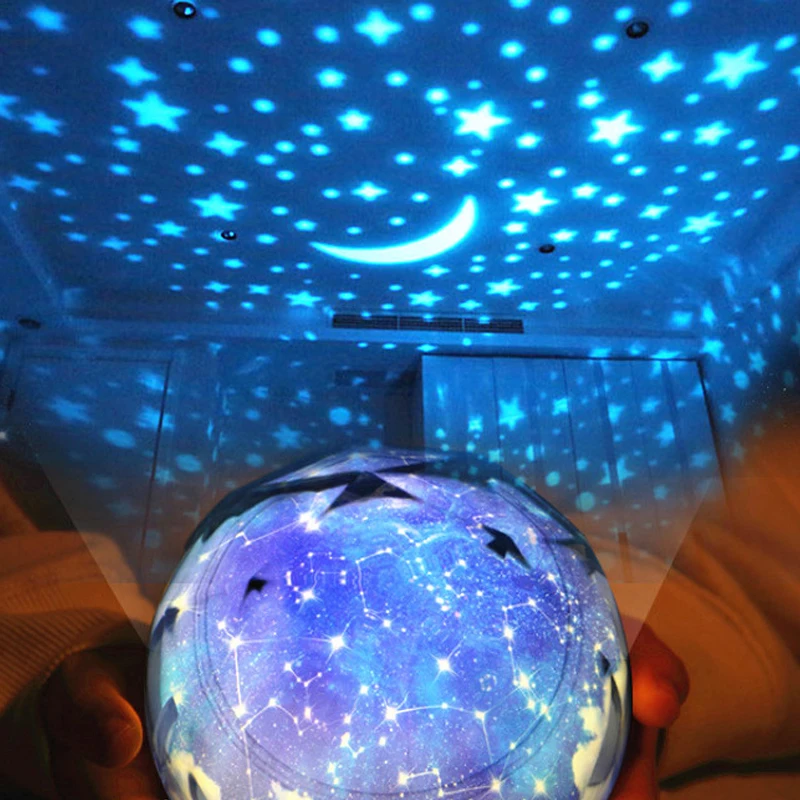 Светодиодный ночной Светильник звезды проектор звездного неба Luminaria Moon Новинка Настольная лампа Батарея USB ночной Светильник для детей