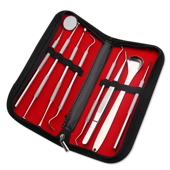 

8pcs Pet Dog Tool Kit Stainless Steel Teeth Cleaning Oral Care Set with Tooth Scraper Tartar Tweezers Mouth Mirror