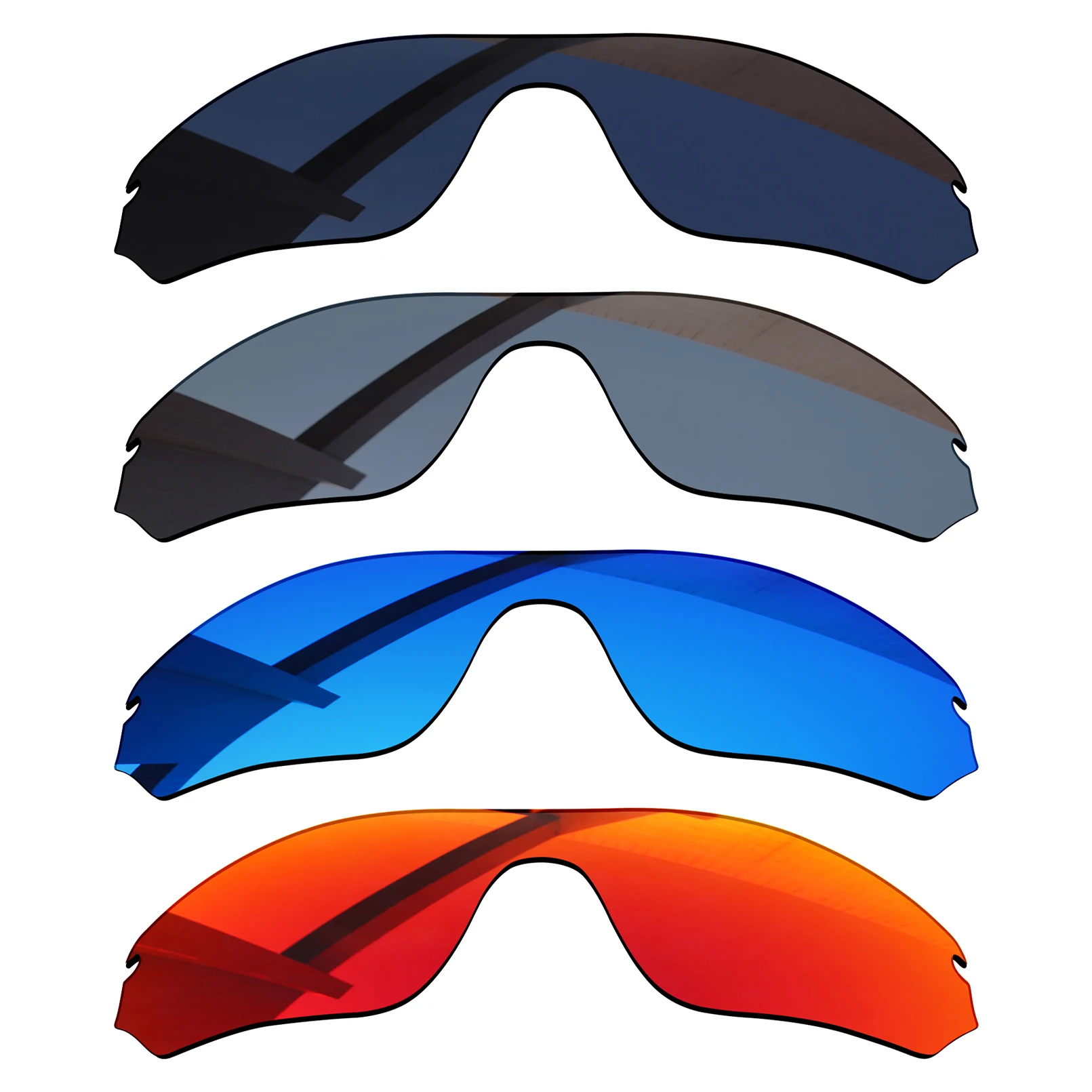 

Bsymbo 4 Pieces Black & Winter Sky & Sliver Grey & Red Polarized Replacement Lenses for-Oakley Radar Edge OO9184 Frame