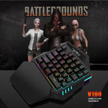 

One-handed Gaming Keyboard Mechanical Ergonomic Mini Game Keypad 35Keys LED Backlit Portable LX9B