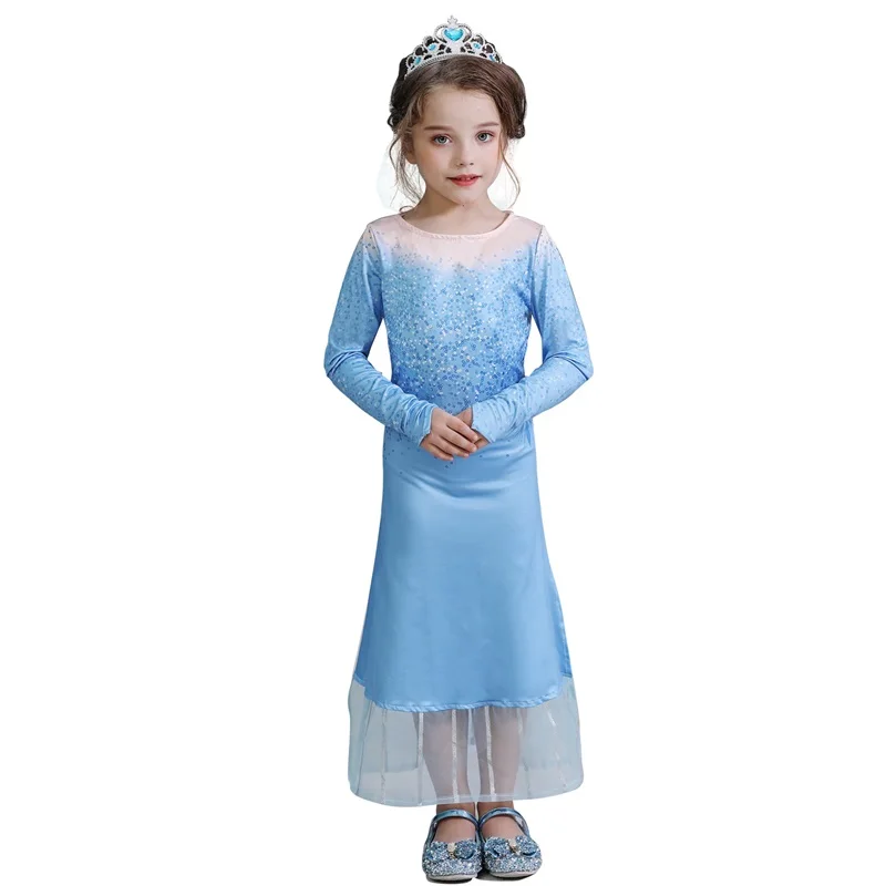 Only Dress 4 Платье принцессы Эльзы для девочек, маскарадный костюм Анны и Эльзы 2 зимнее длинное платье с длинными рукавами праздничная одежда на Хэллоуин для детей 6, 8, 10 лет - Цвет: Only Dress 4