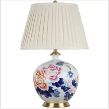 Китайская классическая фарфоровая цветочная керамическая настольная лампа для спальни прикроватная гостиная фойе для учебы стол для чтения ночной Светильник 190168
