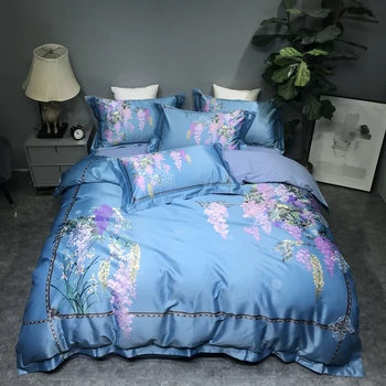 

Botanical Flower Print Bedding Set Rich Color Antique Floral Pastoral Duvet Cover Bedsheet Set Pillowcase Queen King size 4Pcs