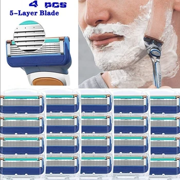 

4Pcs/lot Safety Razor Blade For Men Face Care 5Layers Shaving Cassette Stainless Steel Safety Blades Suit Hair Remover Tool