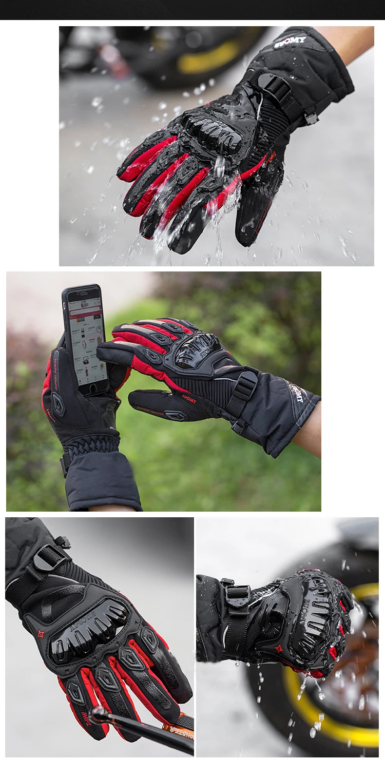 Новые перчатки для сенсорного экрана, водонепроницаемые, ветрозащитные, жесткие, зимние, теплые, для мотокросса, защитное снаряжение, гоночные перчатки