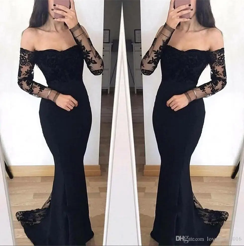 Сексуальное черное платье русалки для выпускного вечера Vestidos De Fiesta De Noche Largos Elegantes вечернее платье с длинным рукавом Вечерние платья на заказ