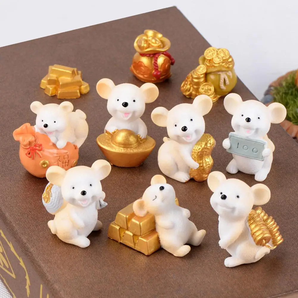 

Resin Money Coin Lucky Rat Animal Figurines Statue DIY Crafts Garden Table Ornament Home Decor