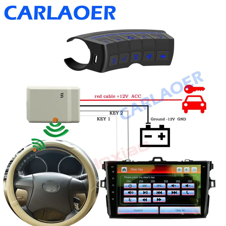 Steering Wheel Remote Control Wireless Controller Universal Modified Accessories 2 din car android