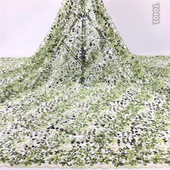 

Latest style African Sequins Lace Fabric 2020 High Quality Lace French Sequence Tulle Lace Nigerian Lace Fabrics For Wedding