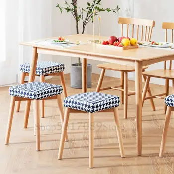

Restaurant square stool cork high stool home economic simple modern wood Nordic fashion creative makeup single stool