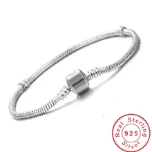 Роскошный 925 пробы серебряный браслет с подвесками Свадебные ювелирные изделия Длинная цепочка 16-23 см браслеты из костяных элементов для женщин