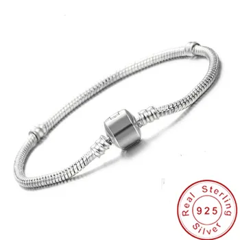 

Luxury 925 Sterling Silver Charm Bracelet Wedding Jewelry Long Chain 16-23cm Snake Bone Bracelets for Women