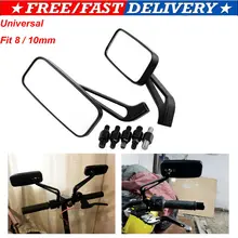 2 шт Универсальный Черный мотоцикл заднего вида боковое зеркало 10 мм