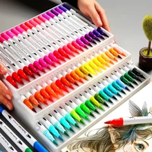 Набор акварельных ручек с мягкой головкой для рисования детских красочных кистей с граффити, моющаяся двойная ручка с иллюстрацией