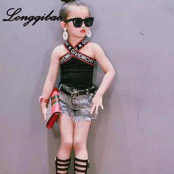 

Baby Children's Clothing New Girl Letter Cross Vest Stretch Sling Fashion Children's Shirt Bottoming Shirt Children's Clothes