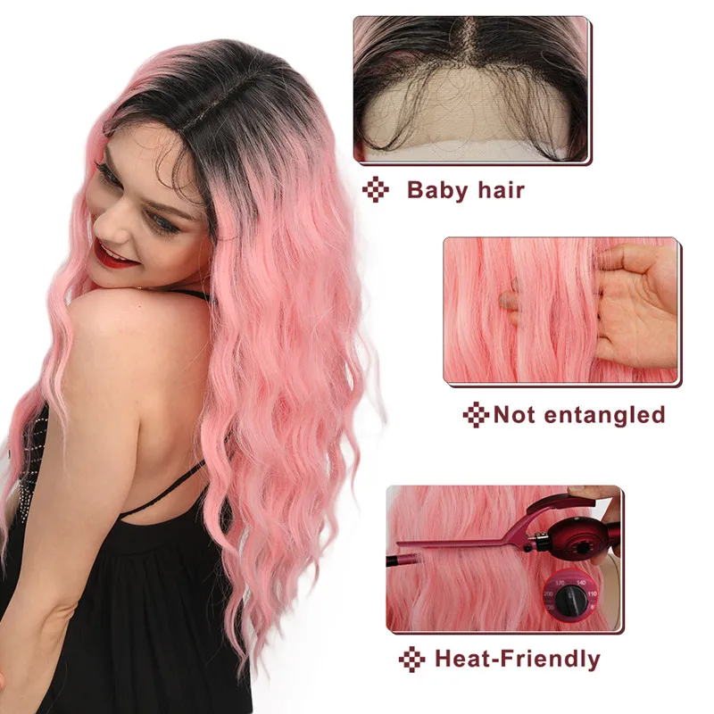 Ebingoo Platinume блонд 613 розовый свободная волна синтетический парик на кружеве с детскими волосами для женщин термостойкий Futura парик