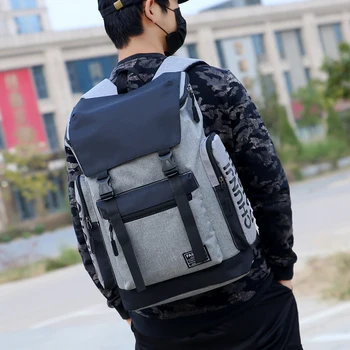 

2020 Spring New Men's Backpack Casual Travel Backpack School Bags Teenage Boys Large Capacity Gray High College Student Bagpack