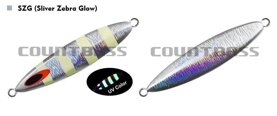 1pc COUNTBASS 80g 2.8oz Jigging Lures, Willow Slow Jigs, Saltwater Metal Lead Fishing Lures UV Colors available - Цвет: 17 SZG