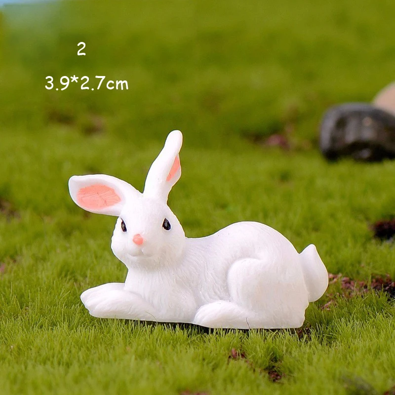 Милый Кролик Пасхальный миниатюрный заяц фигурка животного резиновый Landschaft ремесло кролик украшение для сказочного сада статуэтки аксессуары - Цвет: 2