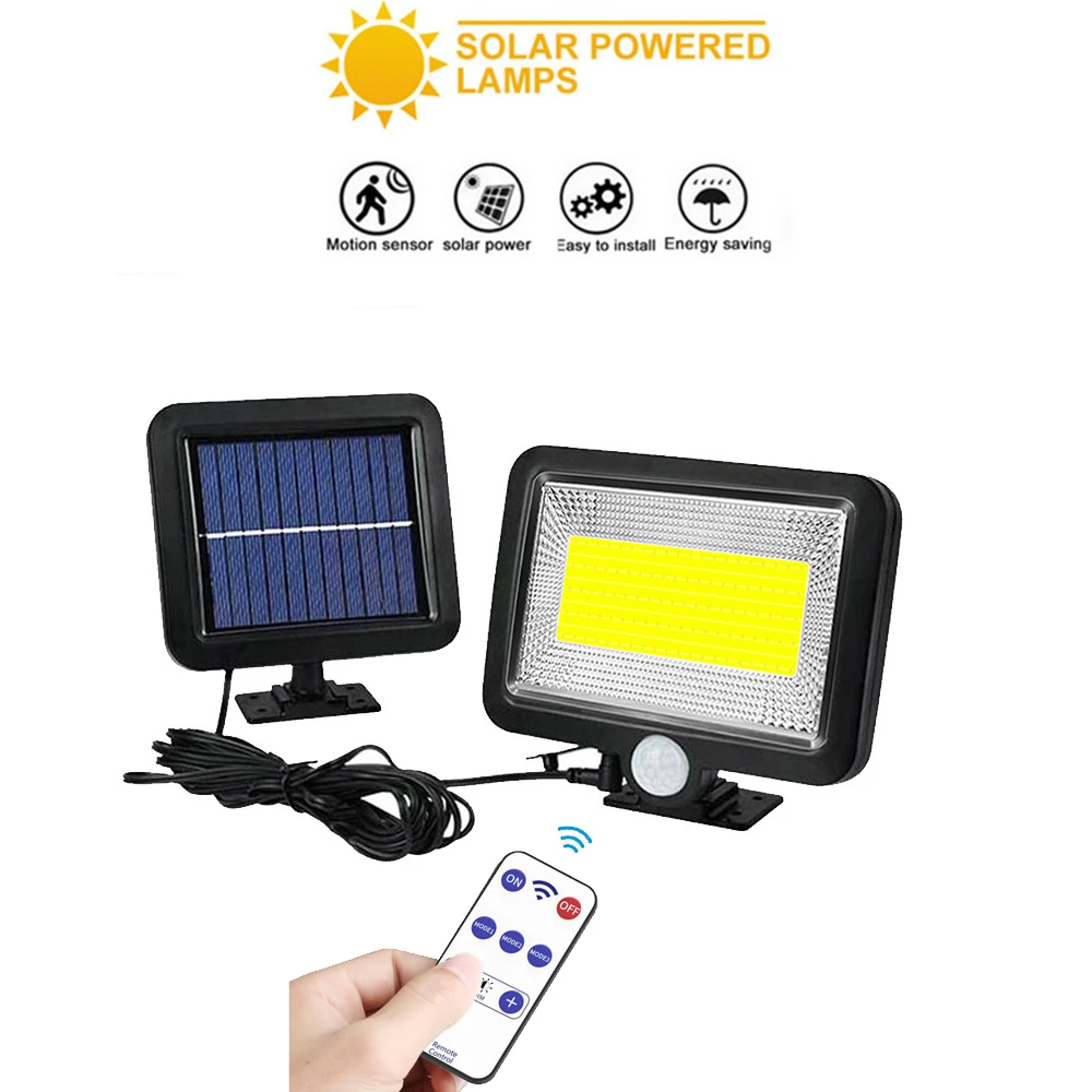 

100 LED solar LEDs Outdoor Light PIR Motion Sensor Garden Light Energy Saving Street Path Wall Lamp Sunlight seperable 5M cable