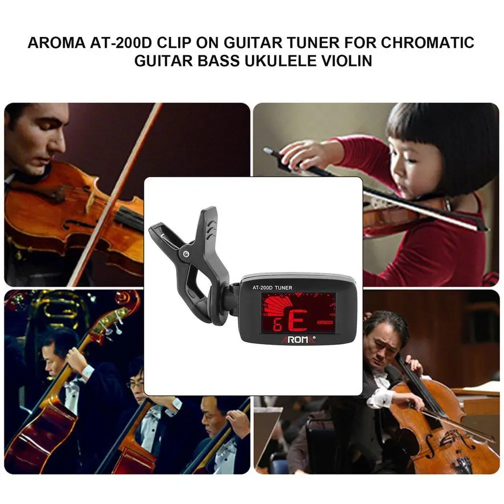 

Aroma AT-200D Clip On Guitar Tuner for Chromatic Guitar Bass Ukulele Violin LN