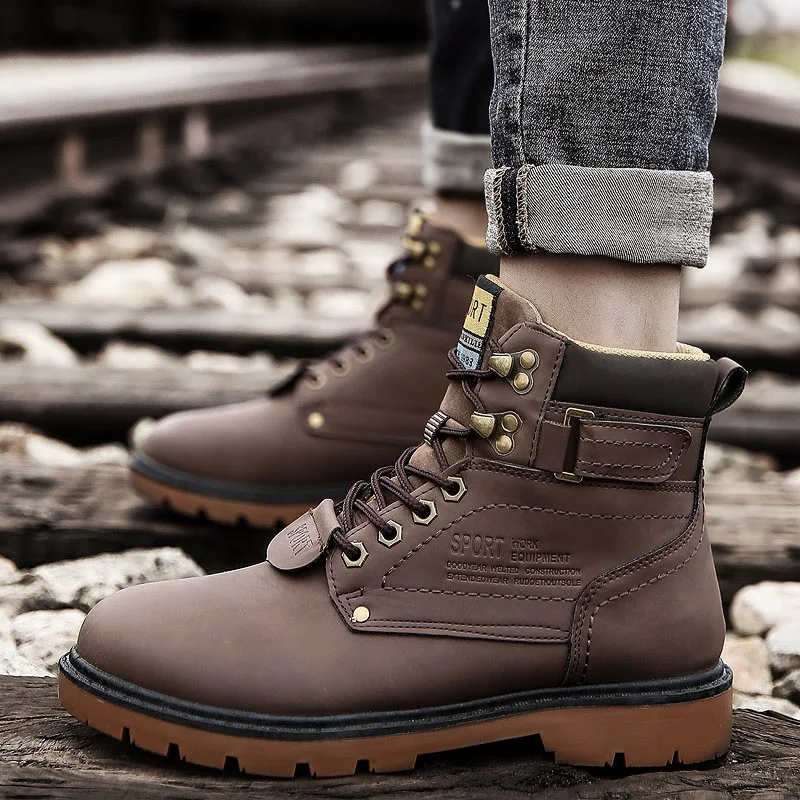 Snow Boots Men Plus Size High Top Plush Fur Warm Winter Boots Fashion Casual Waterproof Work Boots Sneakers Dropshipping AODLEE