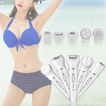 

Female epilator electric 5 in 1 hair removal tools women face shaver,underarm,leg,bikini line hair trimmer body massager lady 4