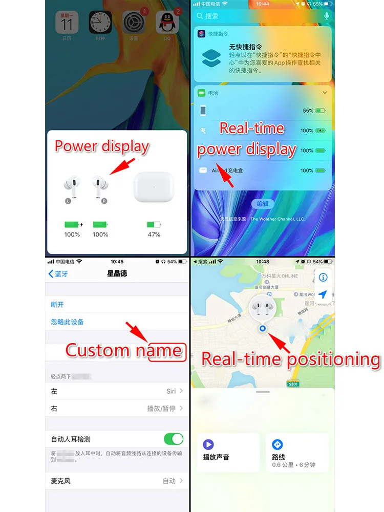 i2000TWS for air pro3 GPS positioning name change smart sensor Bluetooth headset hey Siri voice control pk i10000 pro i90001536U