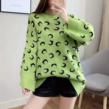 

Women Korean Sweet Oversized Sweater Fall/Winter Long Loose Knitted Sweet Preppy Pullovers Harajuku Female Warm Jumpers