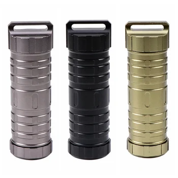 

Waterproof Pill Bottle Container Outdoor Keychain Case Tank Capsule Seal Aluminium Alloy Survival Box Emergency Accessories
