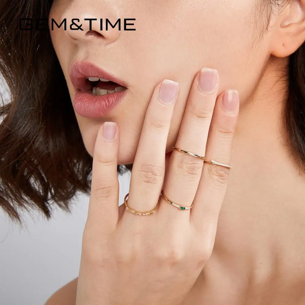 Gem& Time 14k золотые обручальные кольца для женщин, обручальные кольца из желтого золота, ювелирные украшения Au585 Anel Gold Bijoux Femme, свадебный подарок R14123