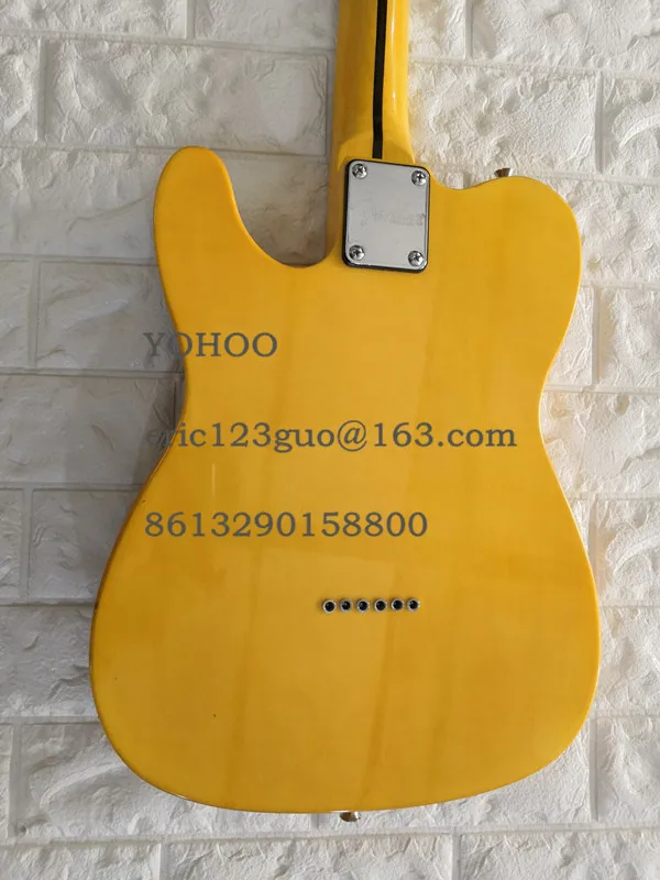 Фабрика на заказ желтый telr гитара хромированные изделия черный Pickguard индивидуальные! paypal доступны! T-1